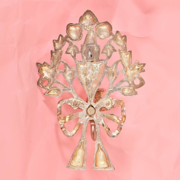 Set of 2 Silver Floral Candle Sconces, Vintage Silver Candle Holder, - Picture 8 of 8